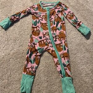 Little Sleepies Sloth Print Pajamas in Pink and Green